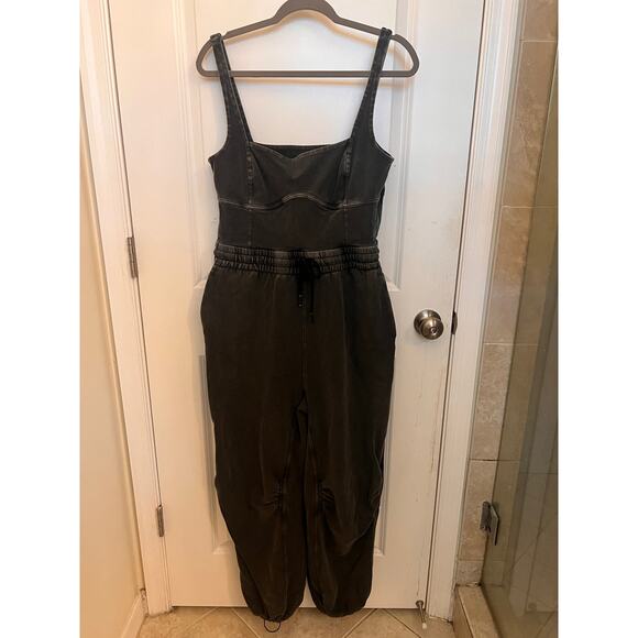 Free People Movement Inbound Stretch Cotton Jumpsuit L Black Streetwear Chic - Picture 4 of 11